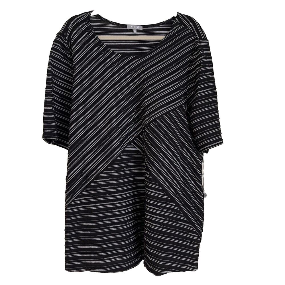 Habitat Clothes to Live In - NWT Black/White Textured Short Sleeve Tunic Top 1X